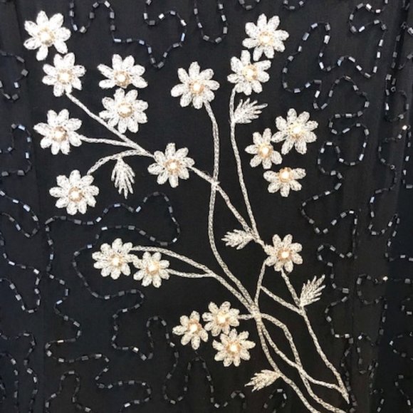 Papell Boutique Silk Beaded Evening Dress - Picture 2 of 4